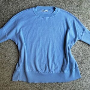 Anthropologie 100% Merino Wool Super Soft Half Sleeve Sweater Blue, Small